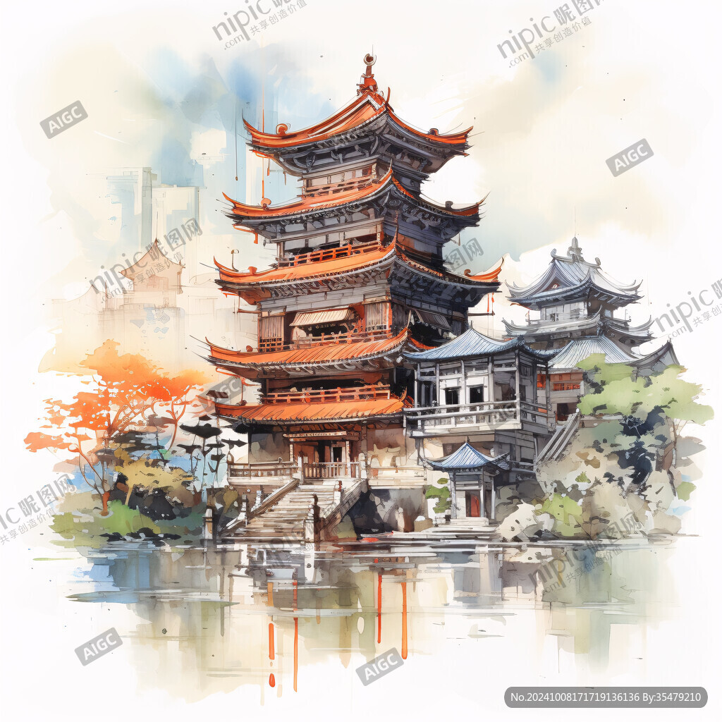 黄鹤楼水彩
