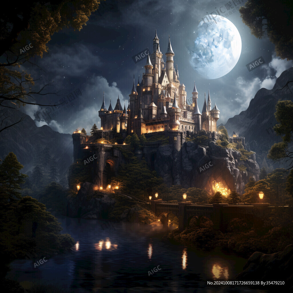 奇幻城堡夜景