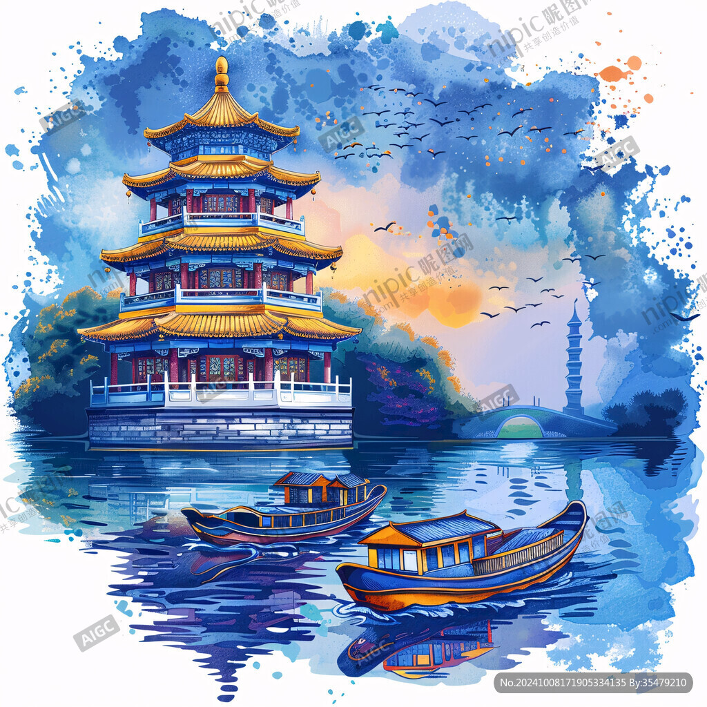 甲秀楼插画