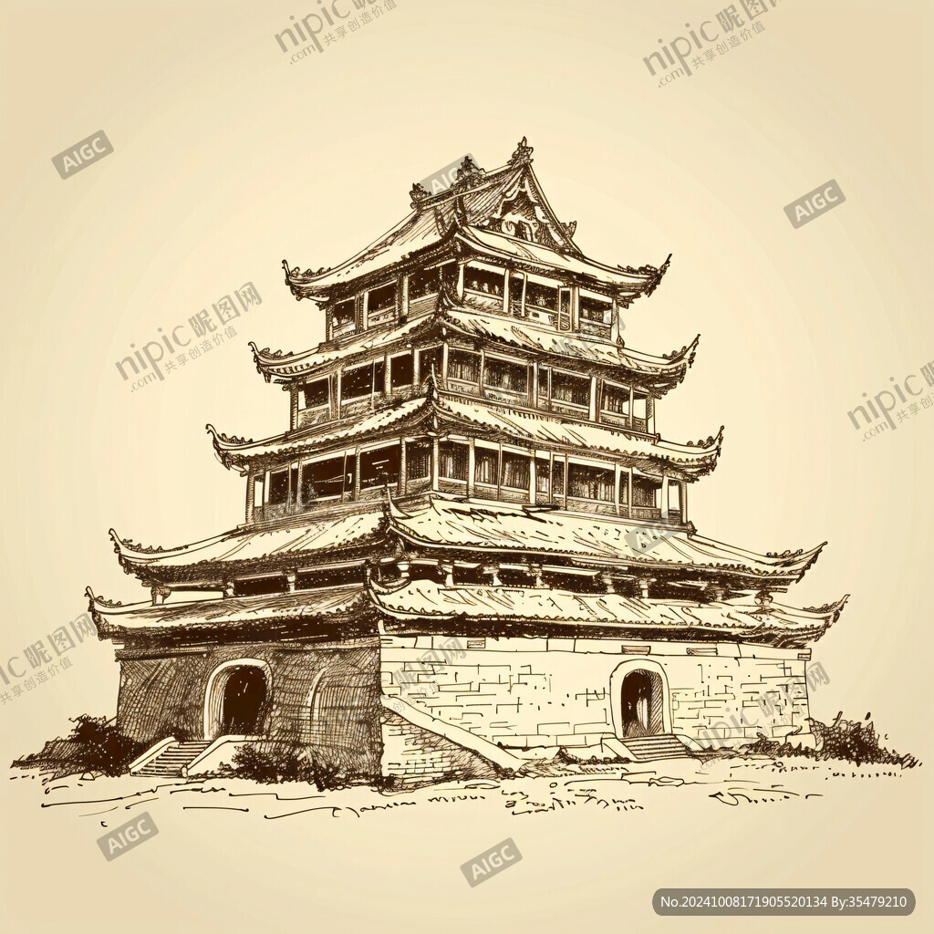 古城楼插画