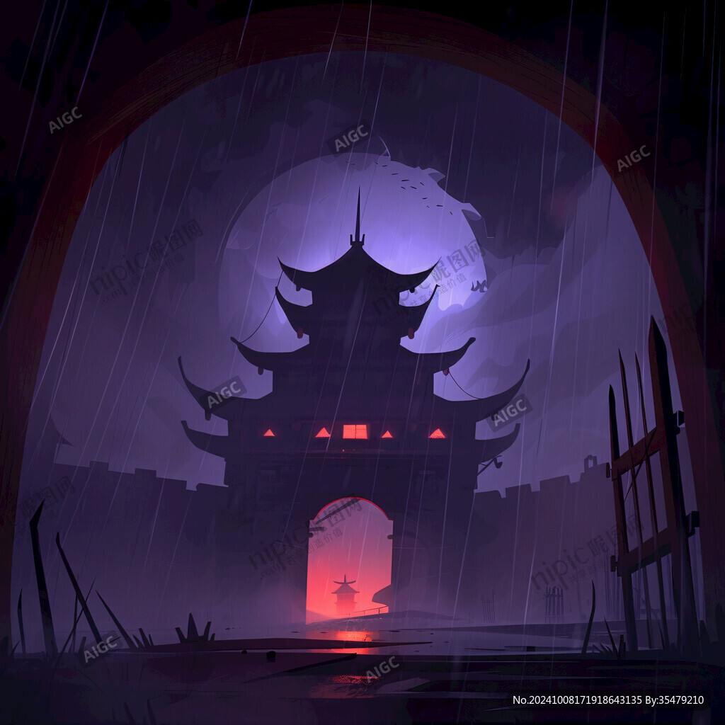 凤凰时雨地标插画