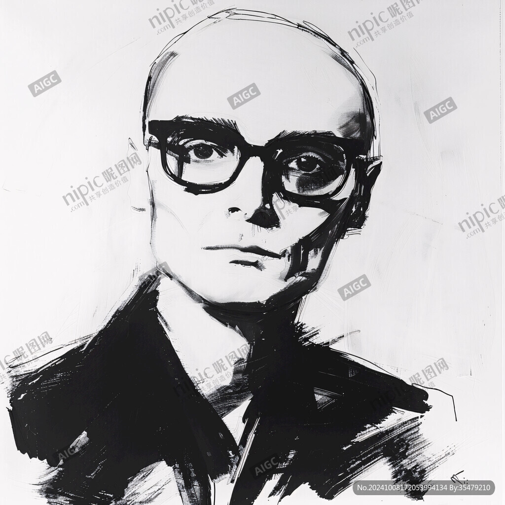 手绘墨镜男