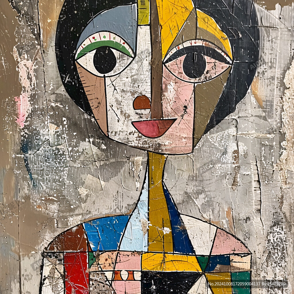 人脸色块拼接装饰画