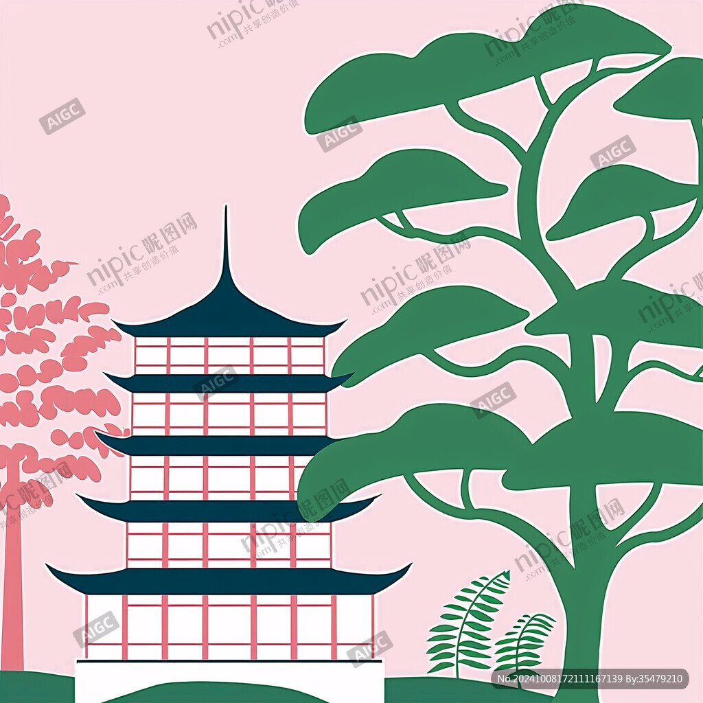 雷锋塔插画