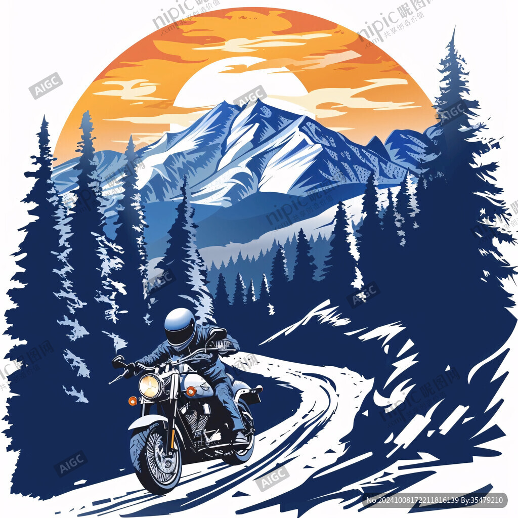摩托车爬雪山