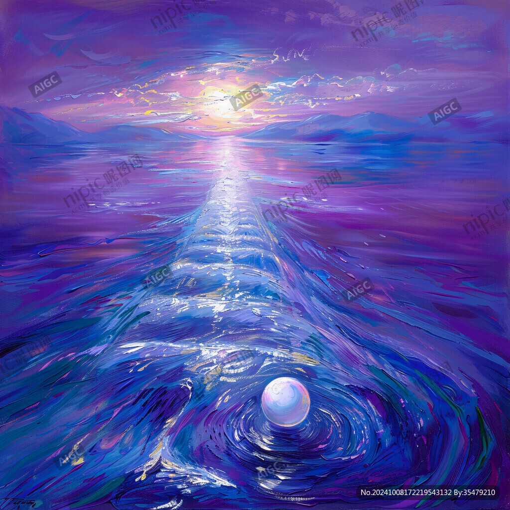 海上落日插画