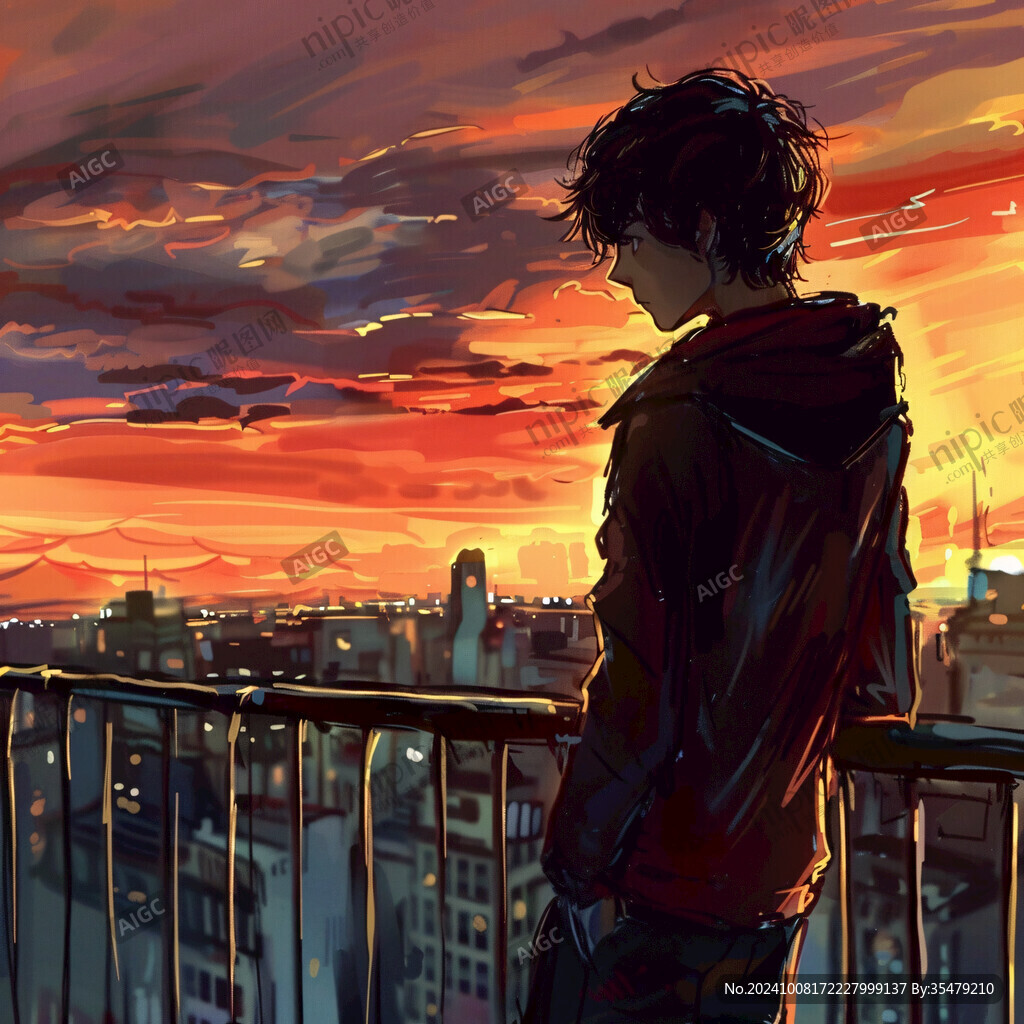 唯美男生插画