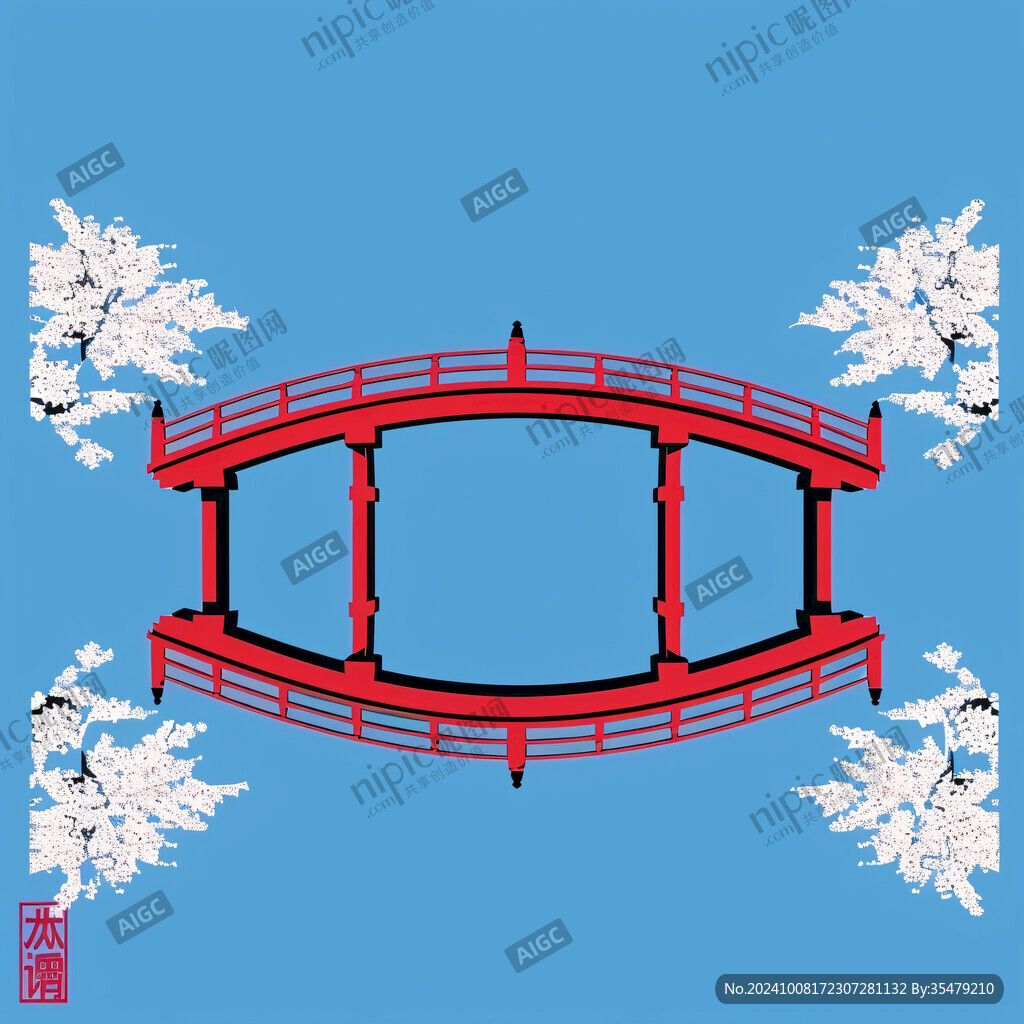 日式红色拱桥