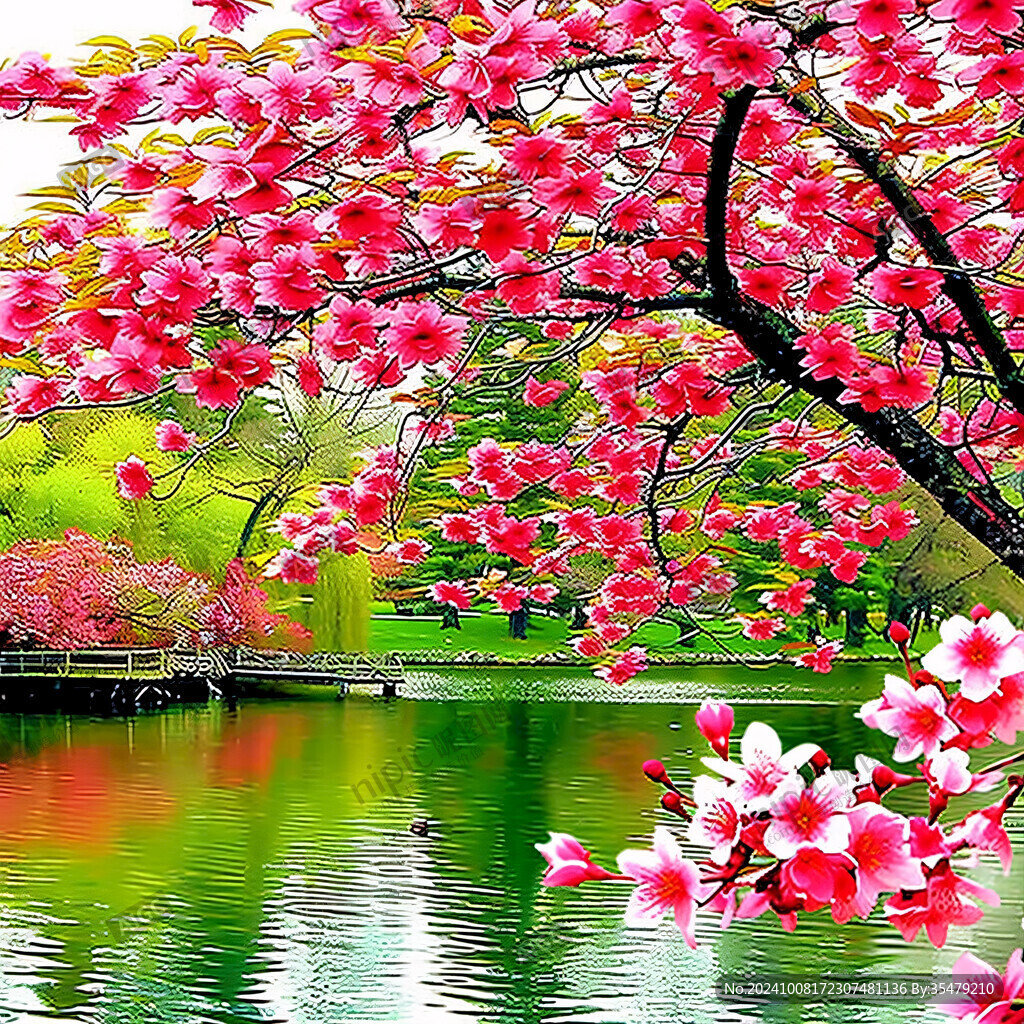 无框画桃花节桃花林