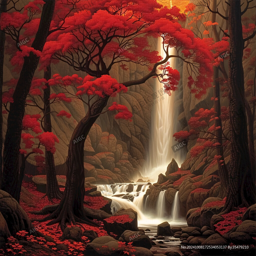 秋天美景秋天森林画