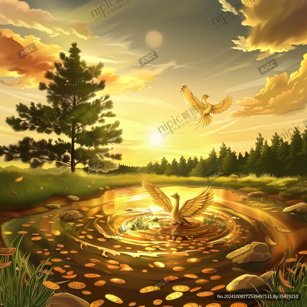 水潭插画
