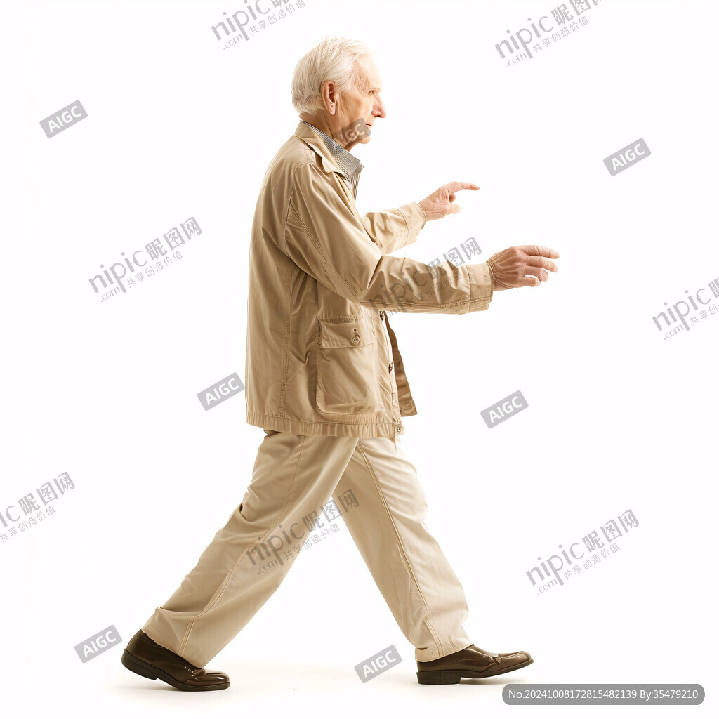 步履蹒跚的老人背影