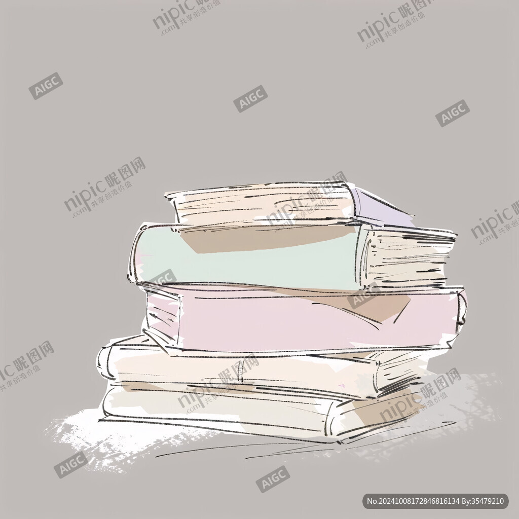 一摞书插画