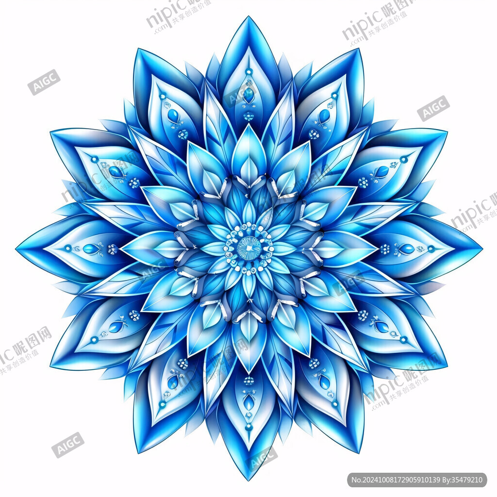 蓝色立体对称花纹