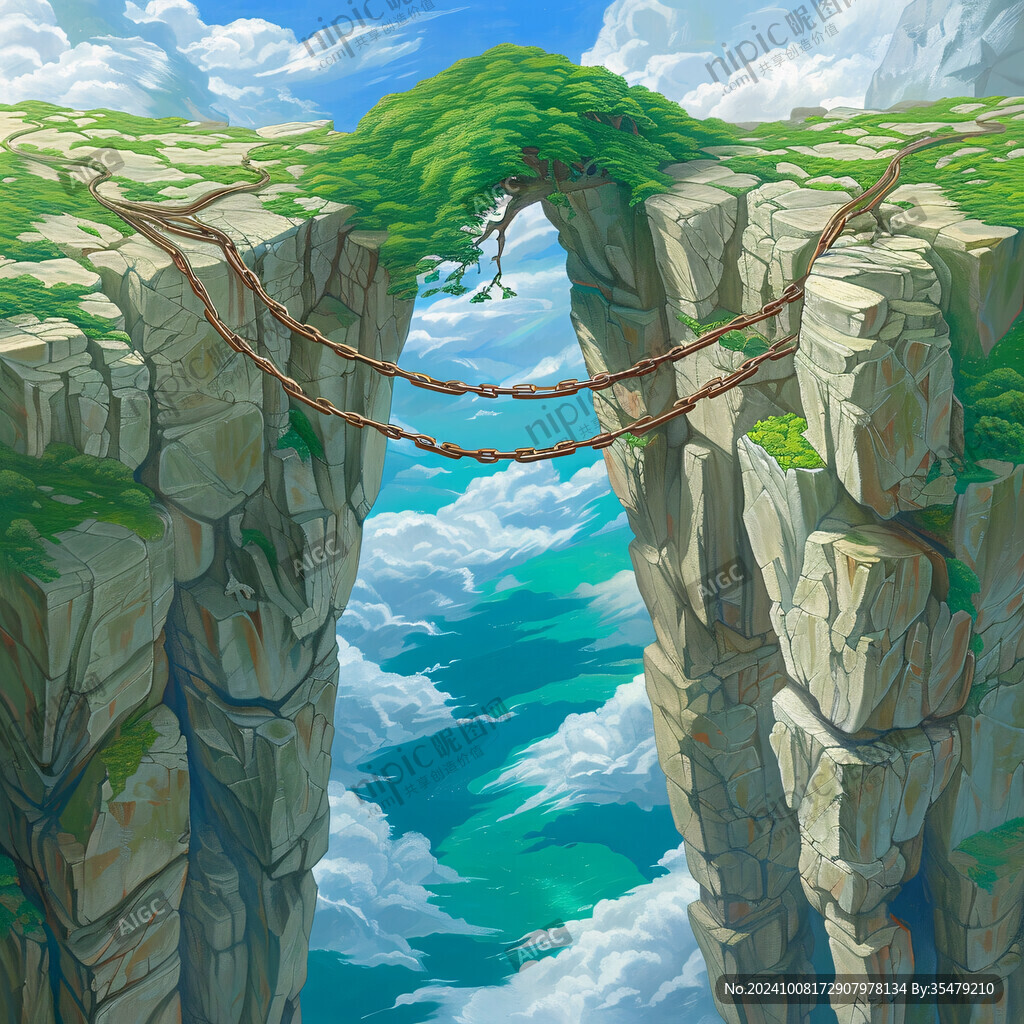 铁索桥插画