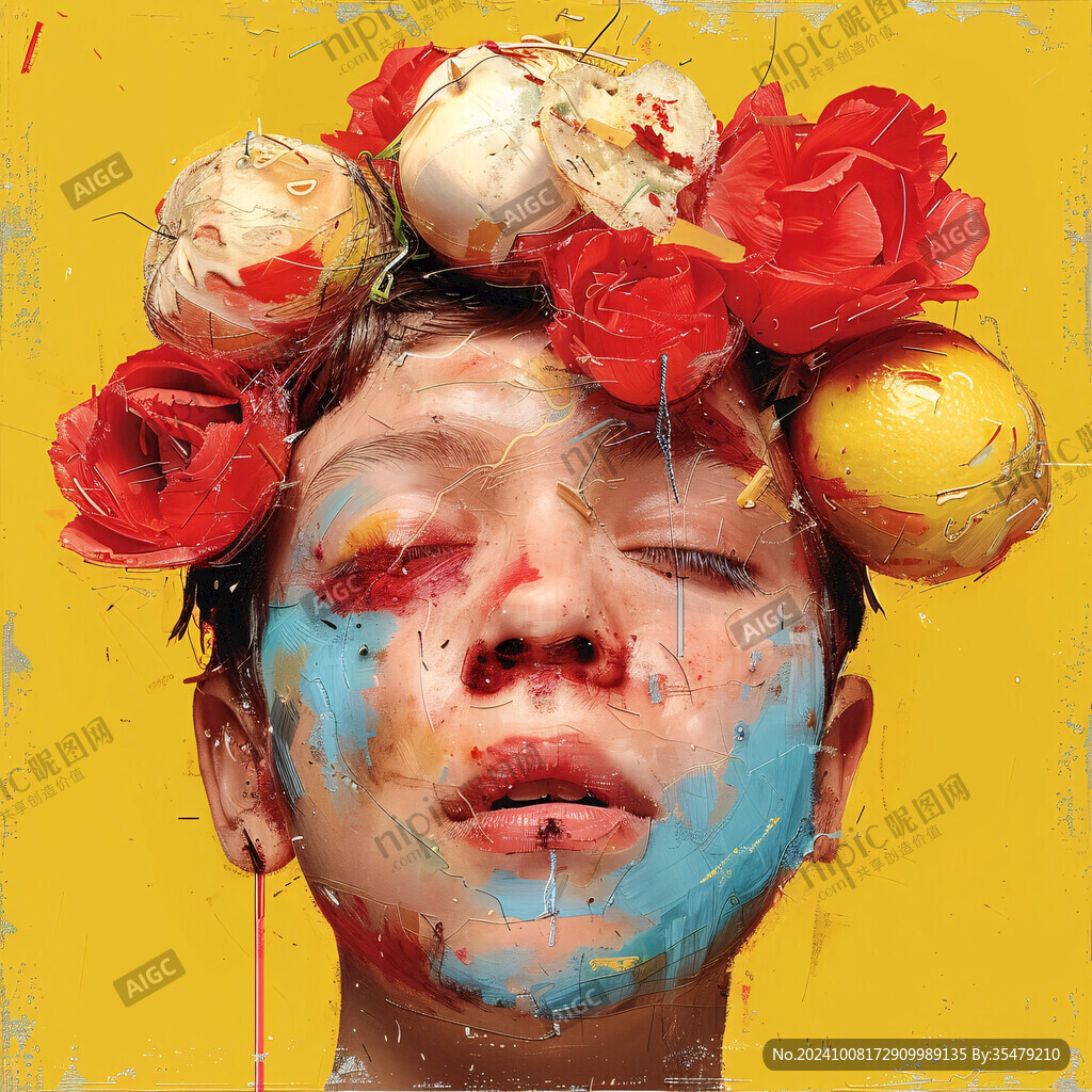 人脸色块拼接装饰画