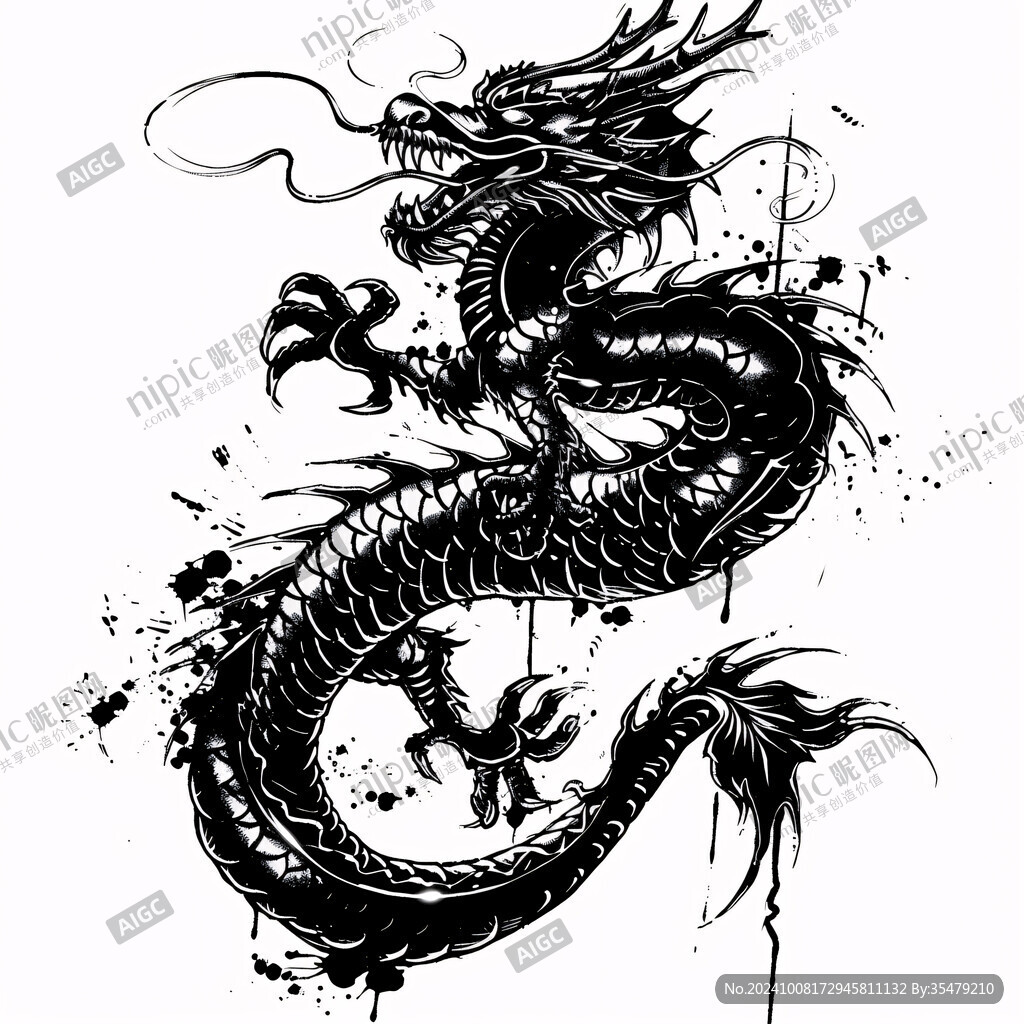 黑白底纹龙