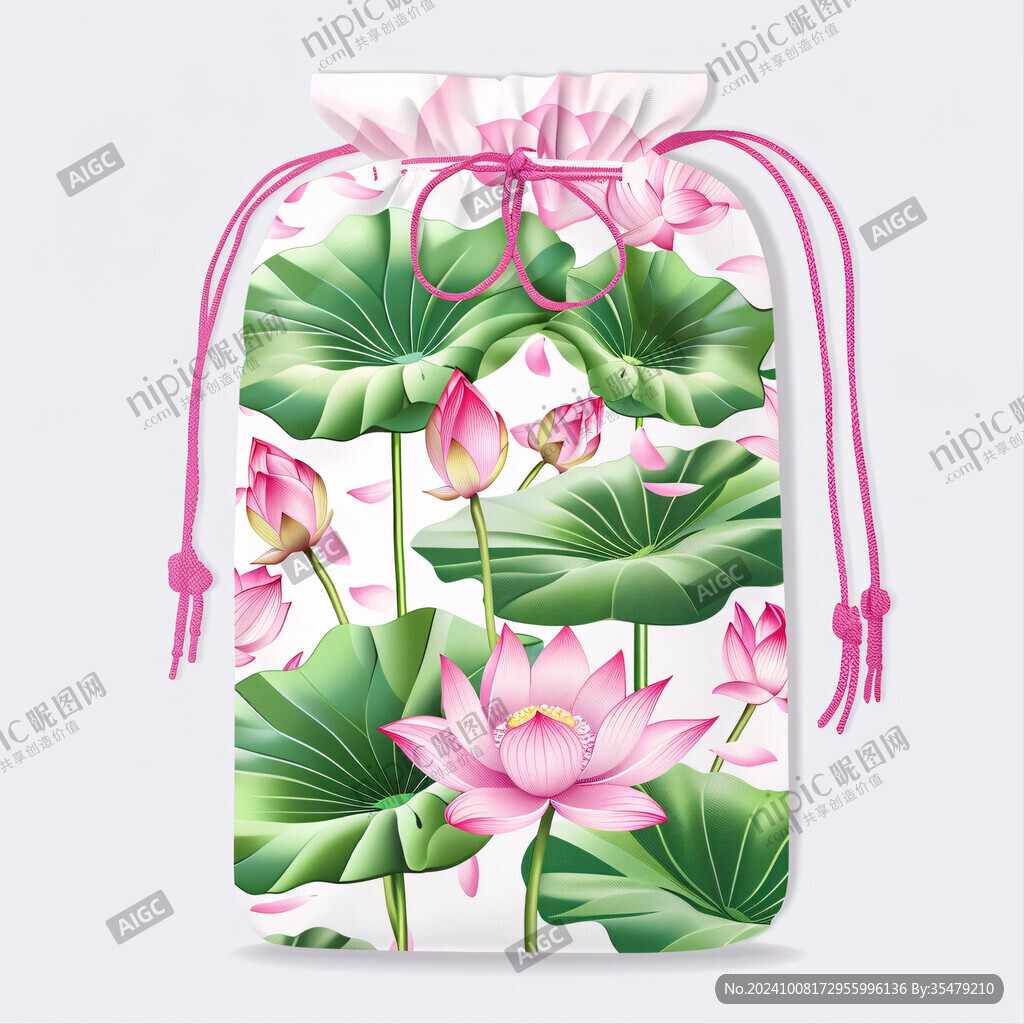荷花布袋 清新雅致