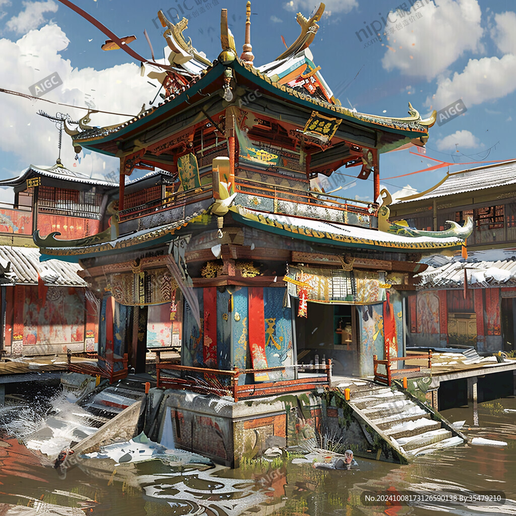 东方古建筑 水榭临风