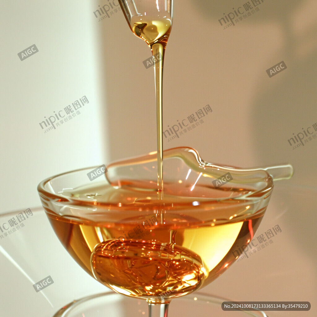 金黄液体缓缓倾泻