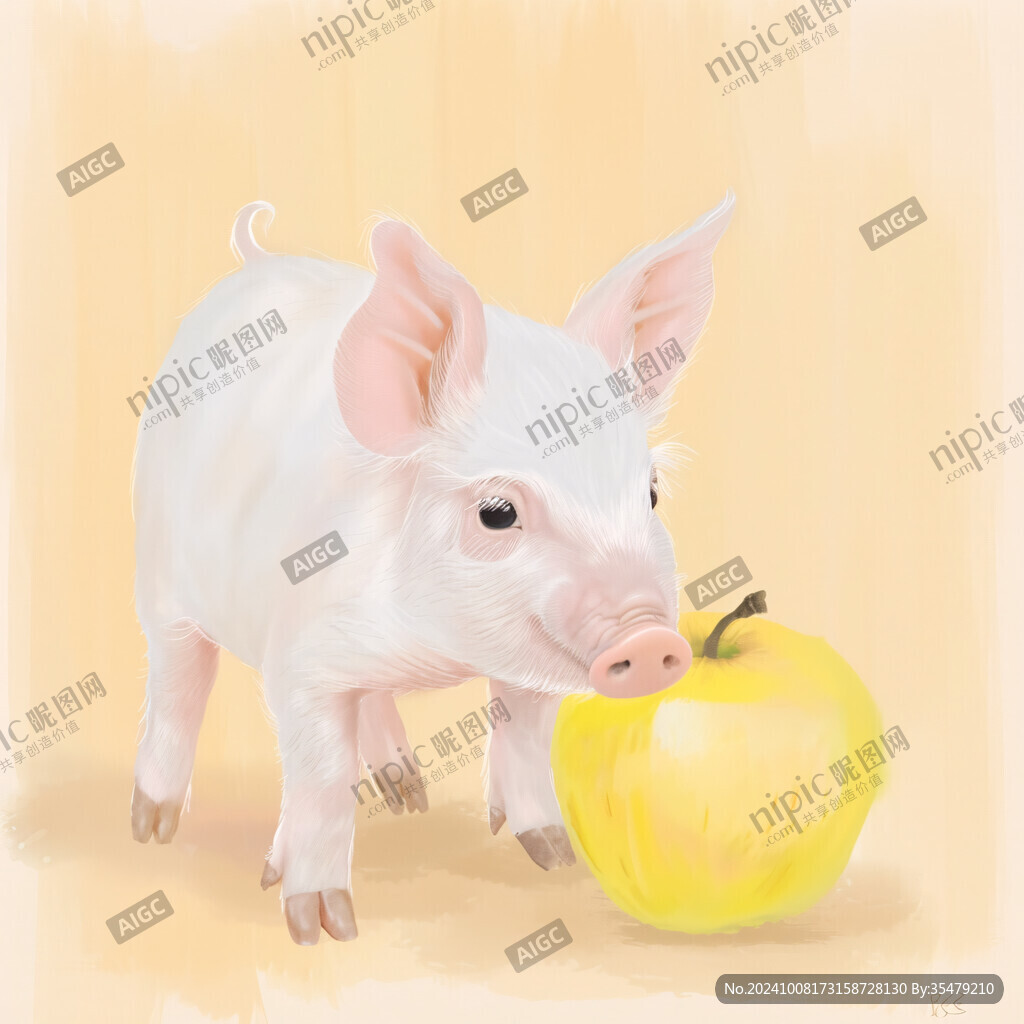小猪吃苹果 萌萌哒