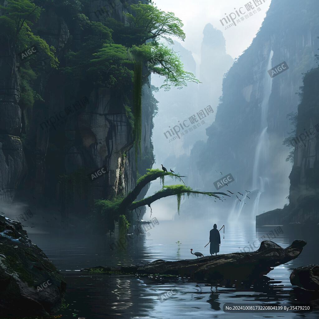 山间垂钓 静谧如画
