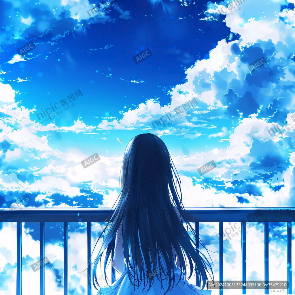 少女仰望天空 心怀梦想
