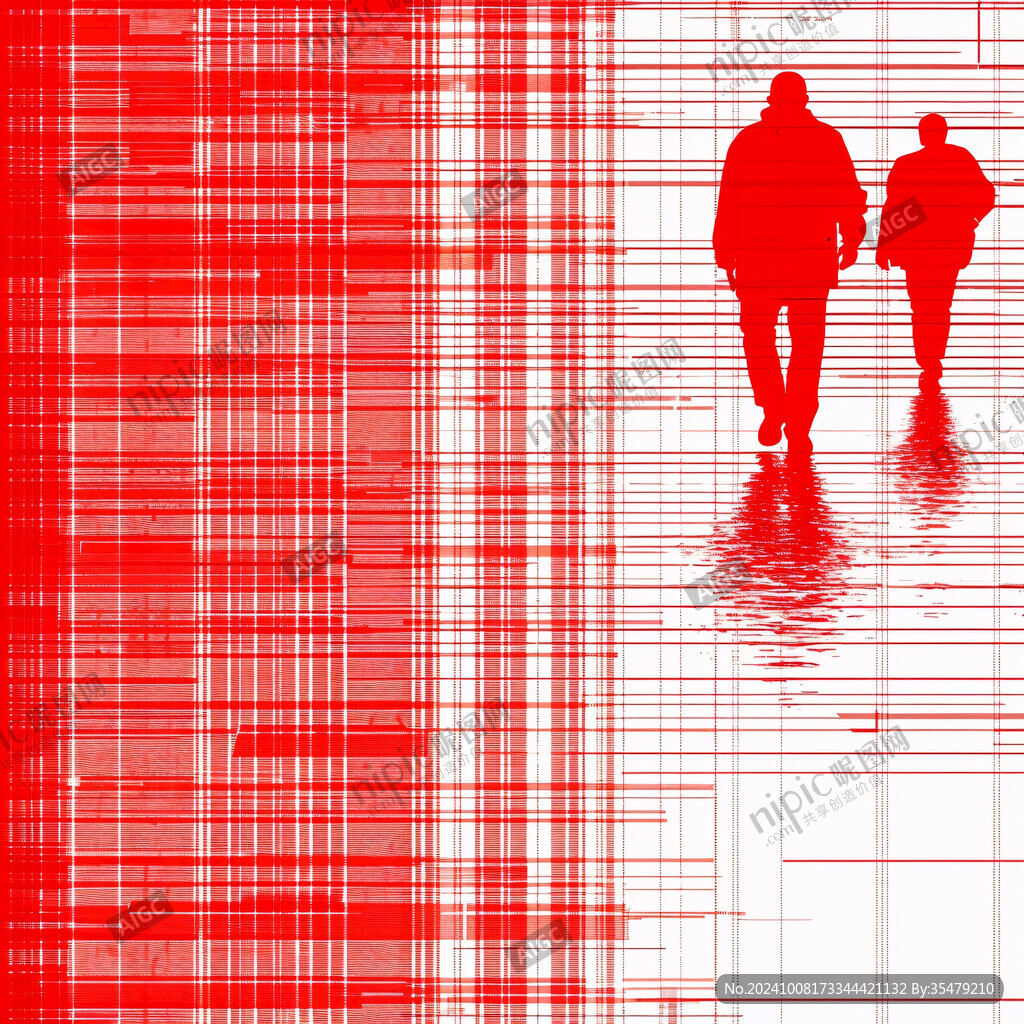 红格背景下 两道背影