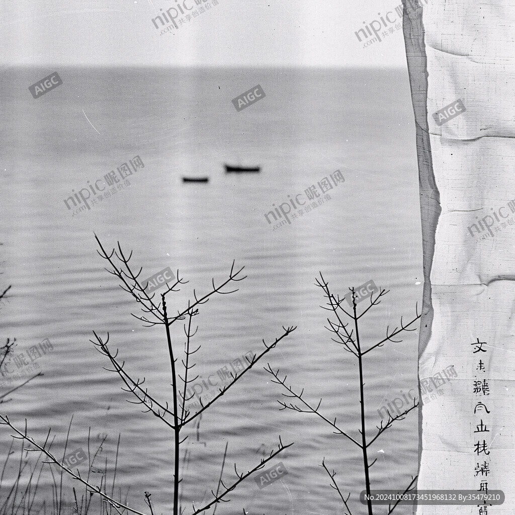 海边远眺 两叶扁舟