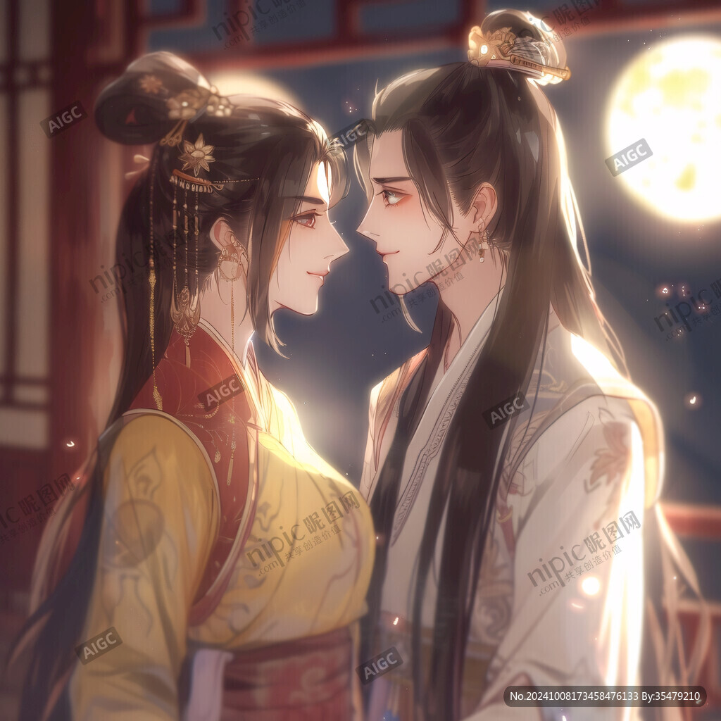 月下情深 两心相悦