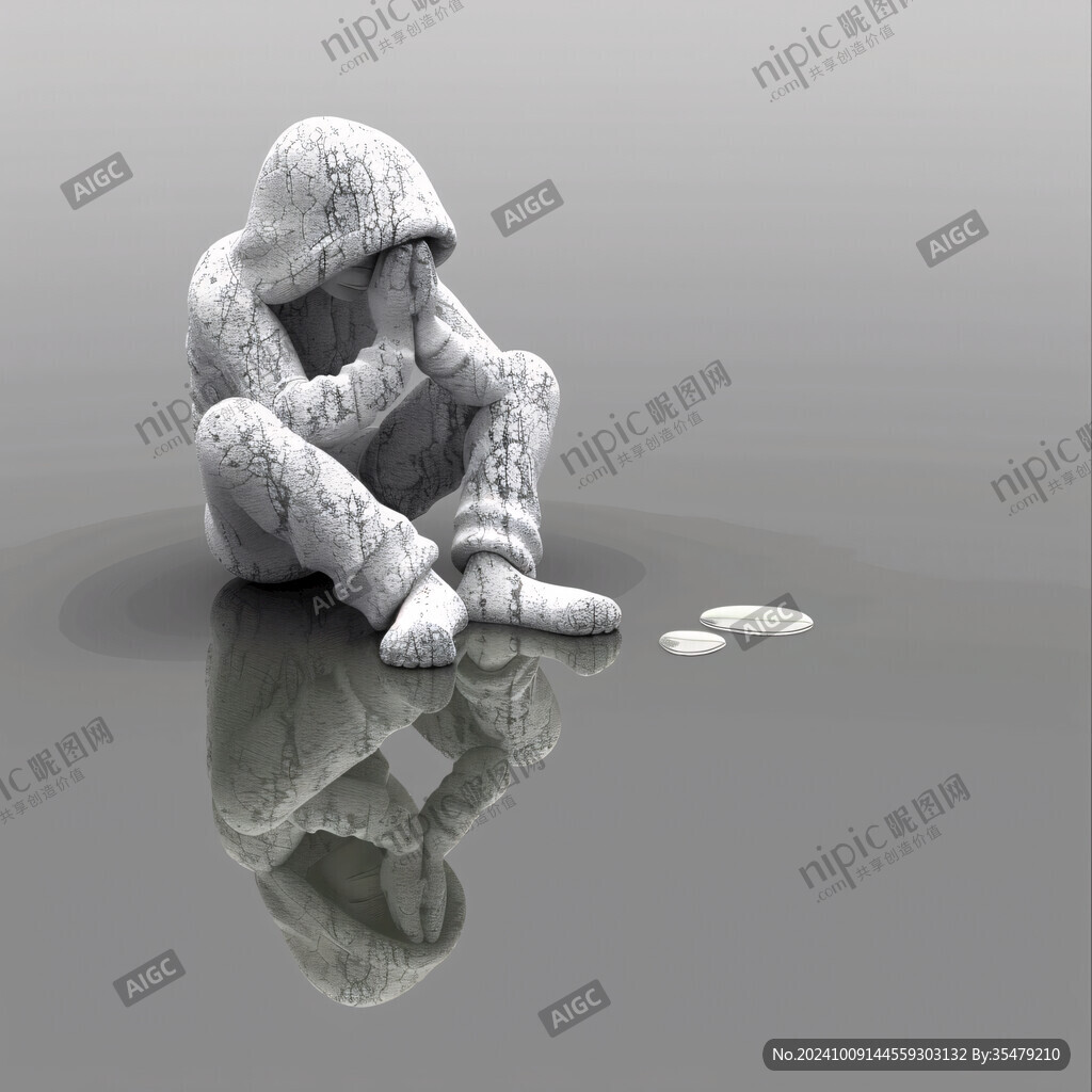 孤独的雕塑 沉思的背影