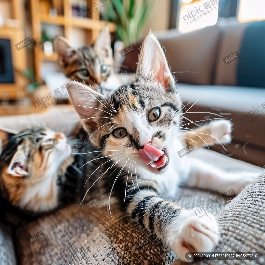 三只小猫咪的快乐时光