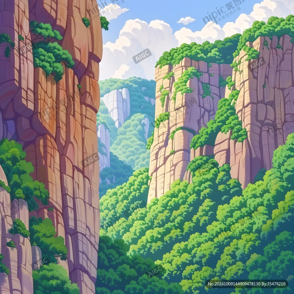 险峻山峰 绿意盎然