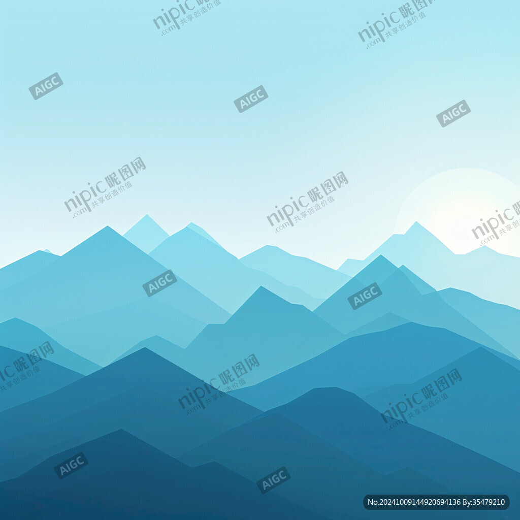 蓝色山峦 静谧晨曦