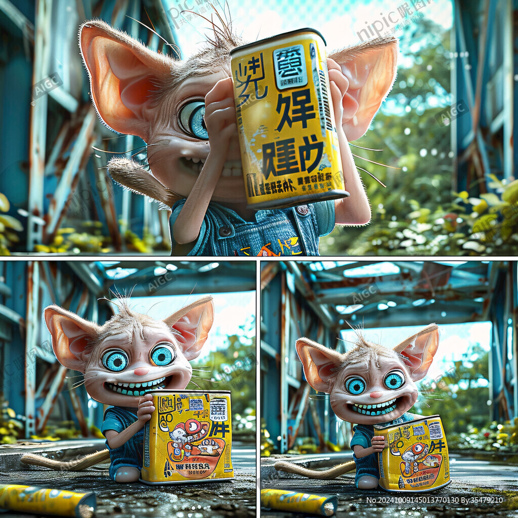 怪诞猫咪 油漆罐