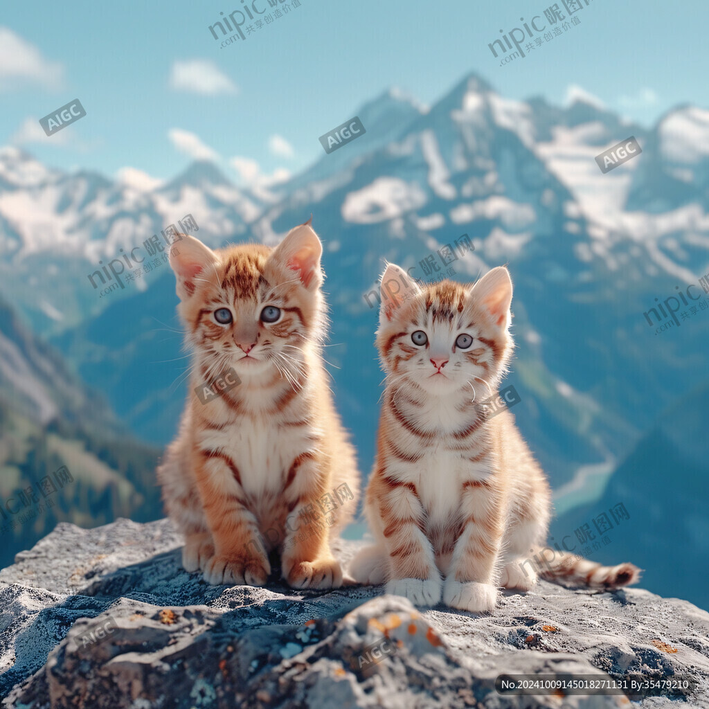 山顶上的萌猫双娇