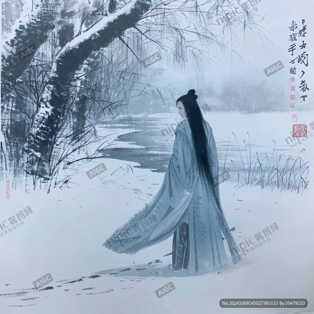 冬雪美人 孤影清寒