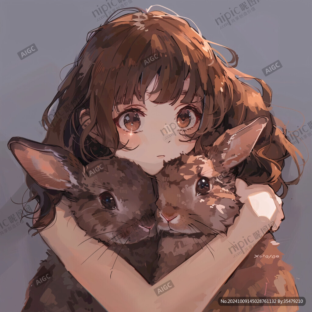 少女与兔子 温暖相依