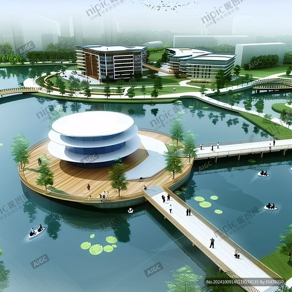 水上建筑 城市绿洲