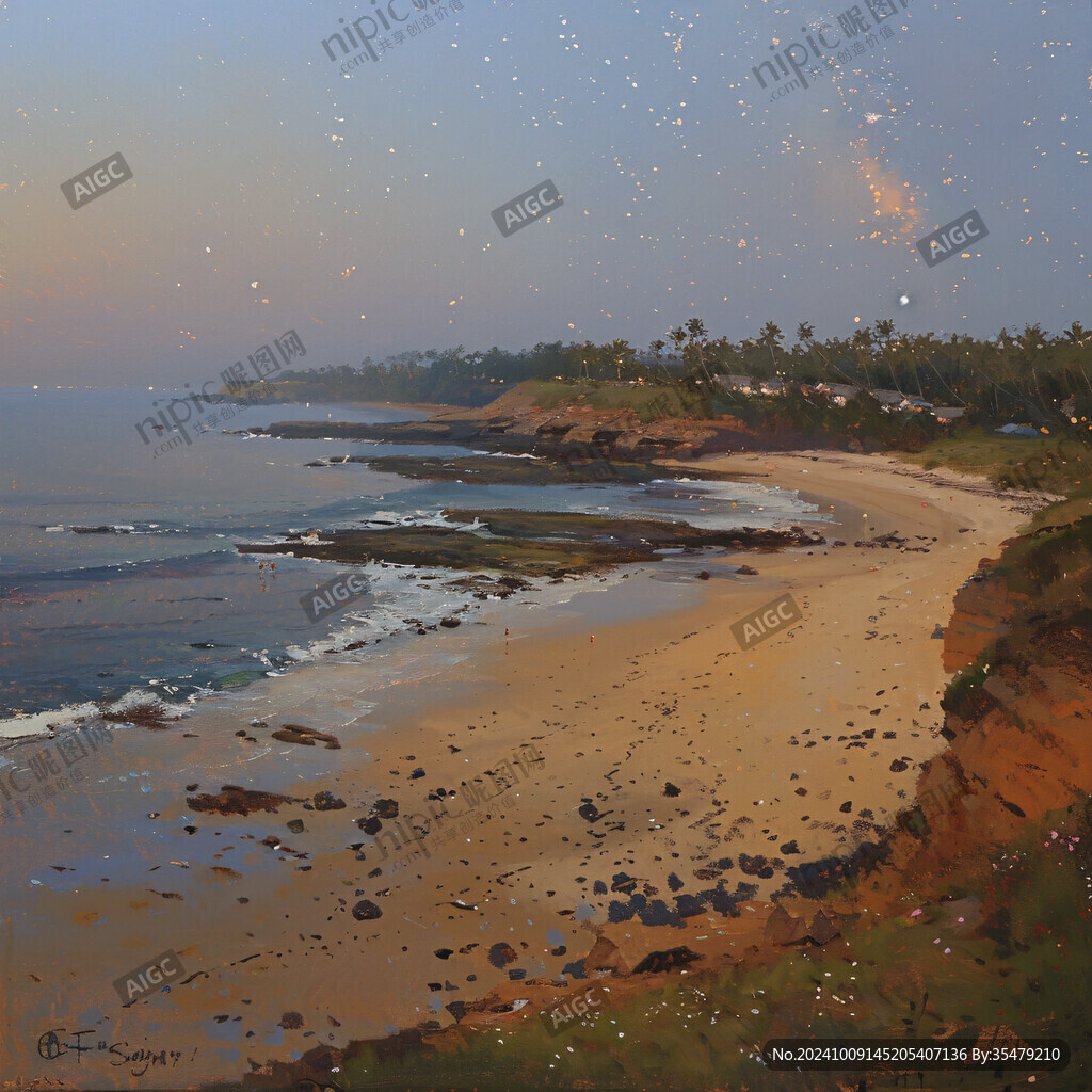 星夜下的海岸线