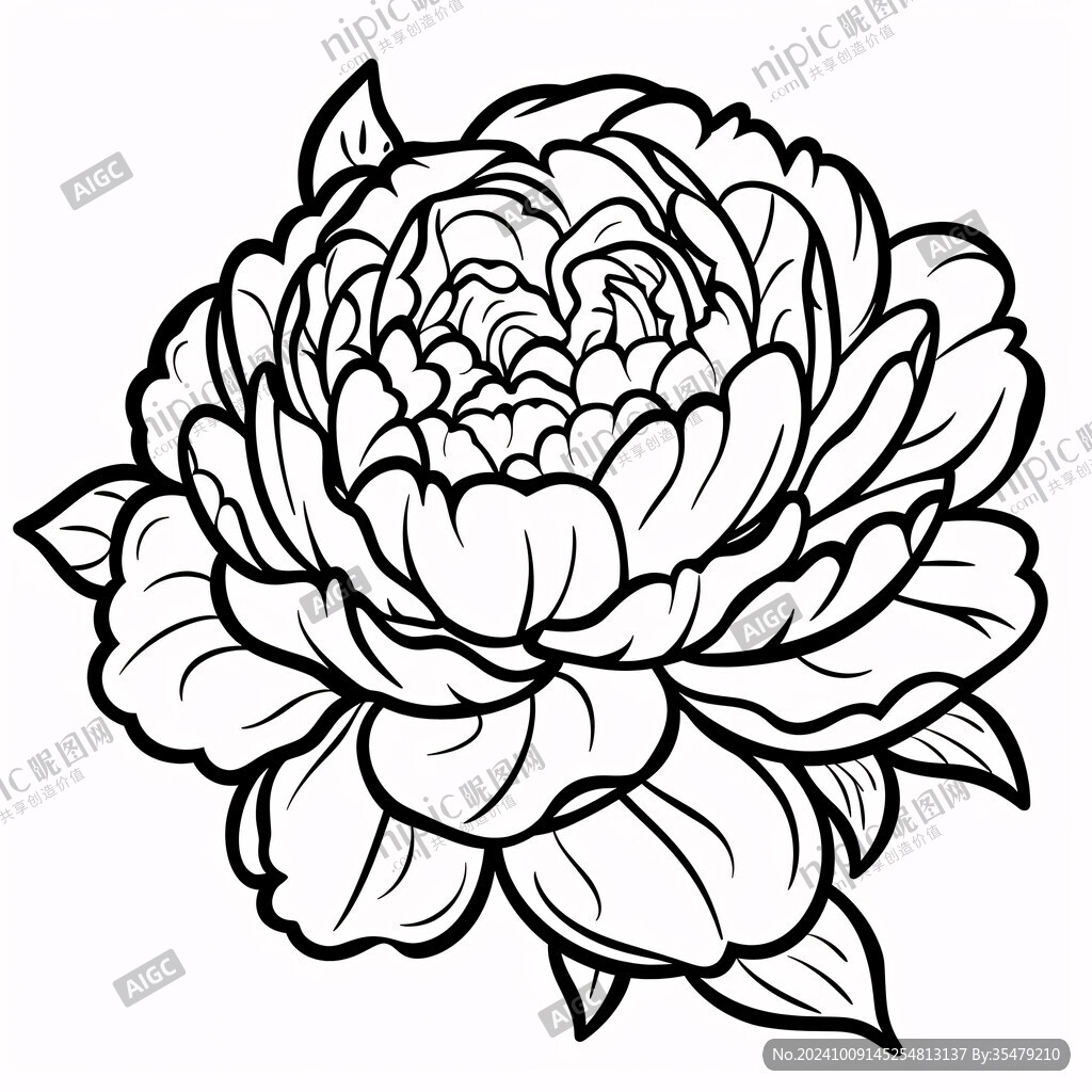 牡丹花卉简笔画