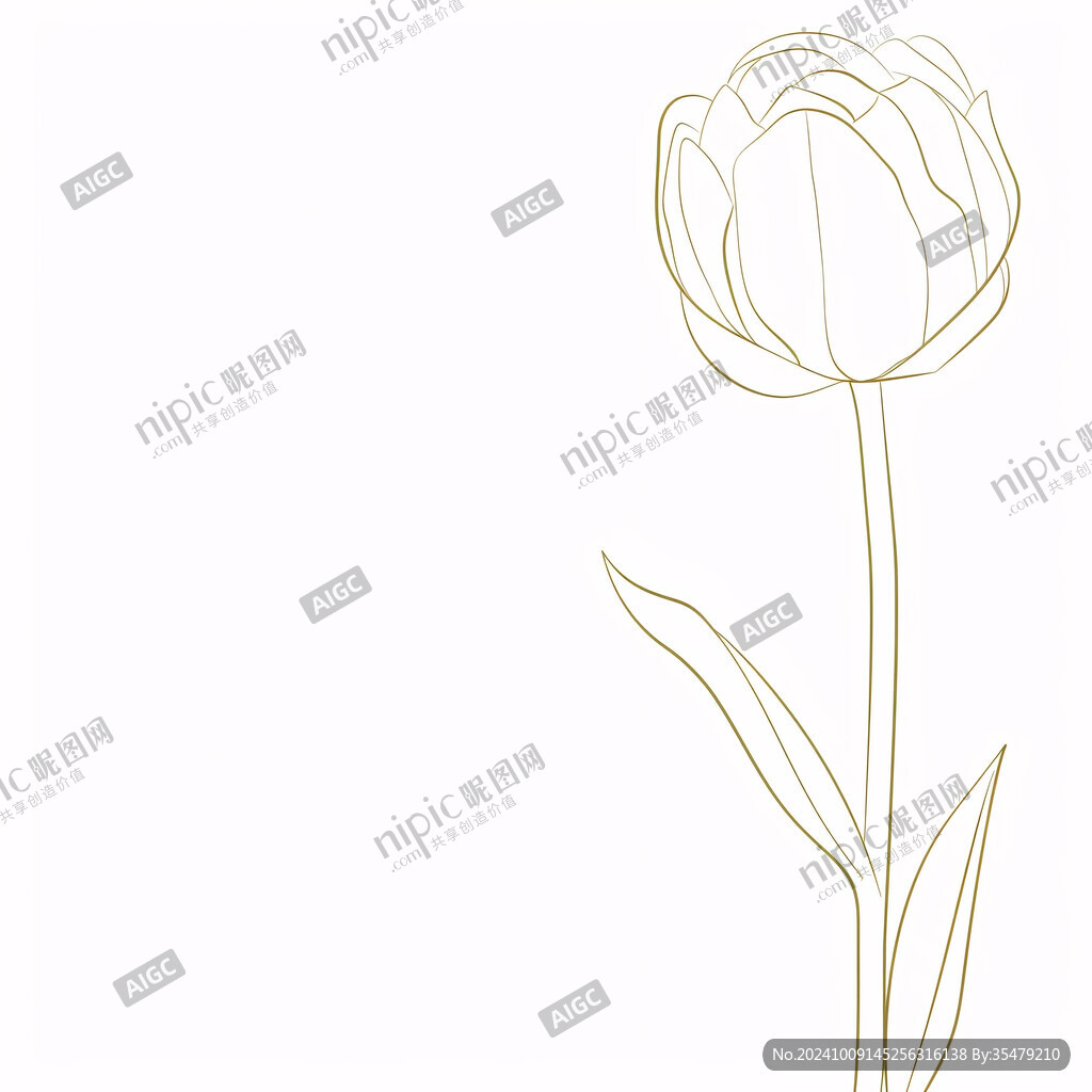 简洁优雅的线条花卉