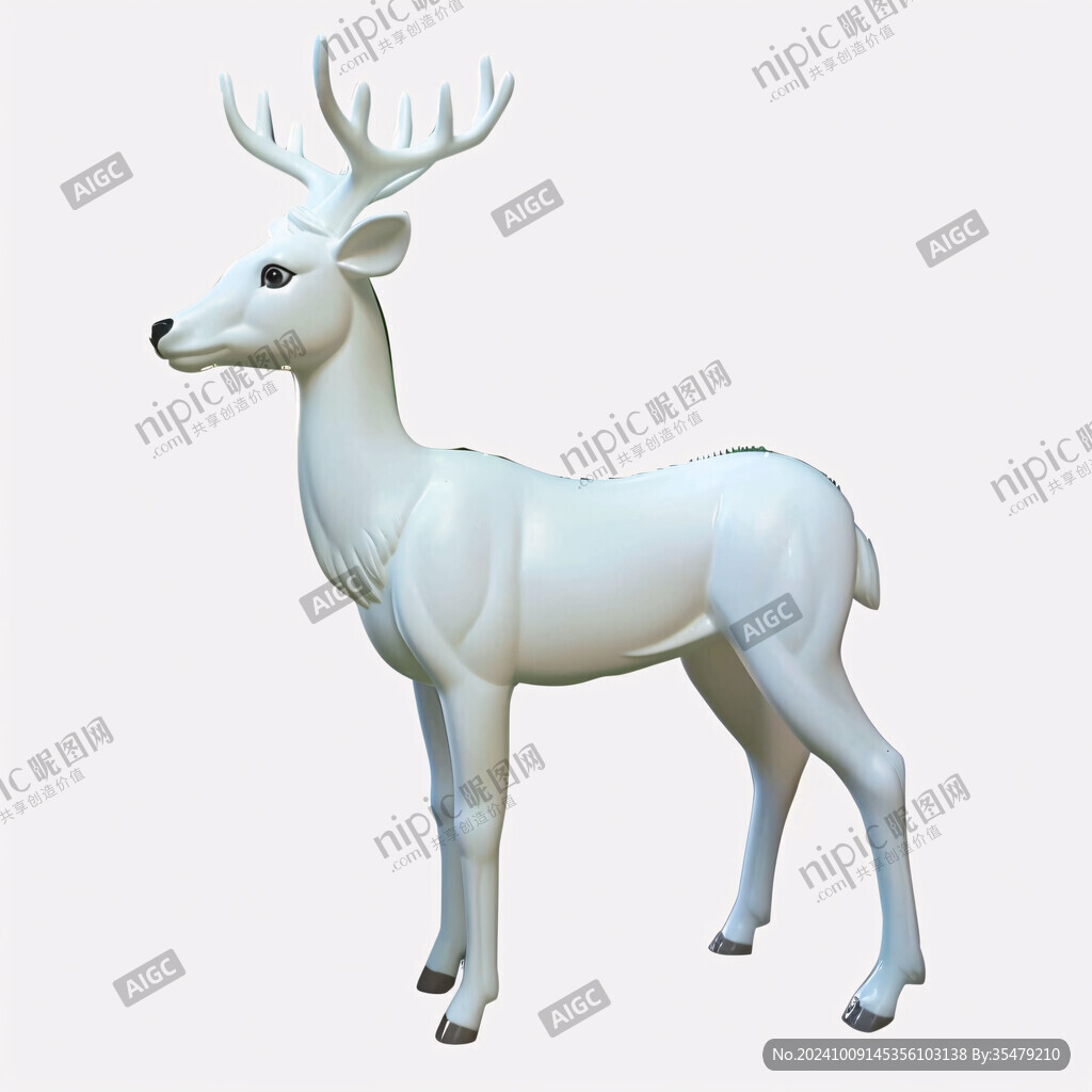 纯白鹿雕塑 优雅静谧