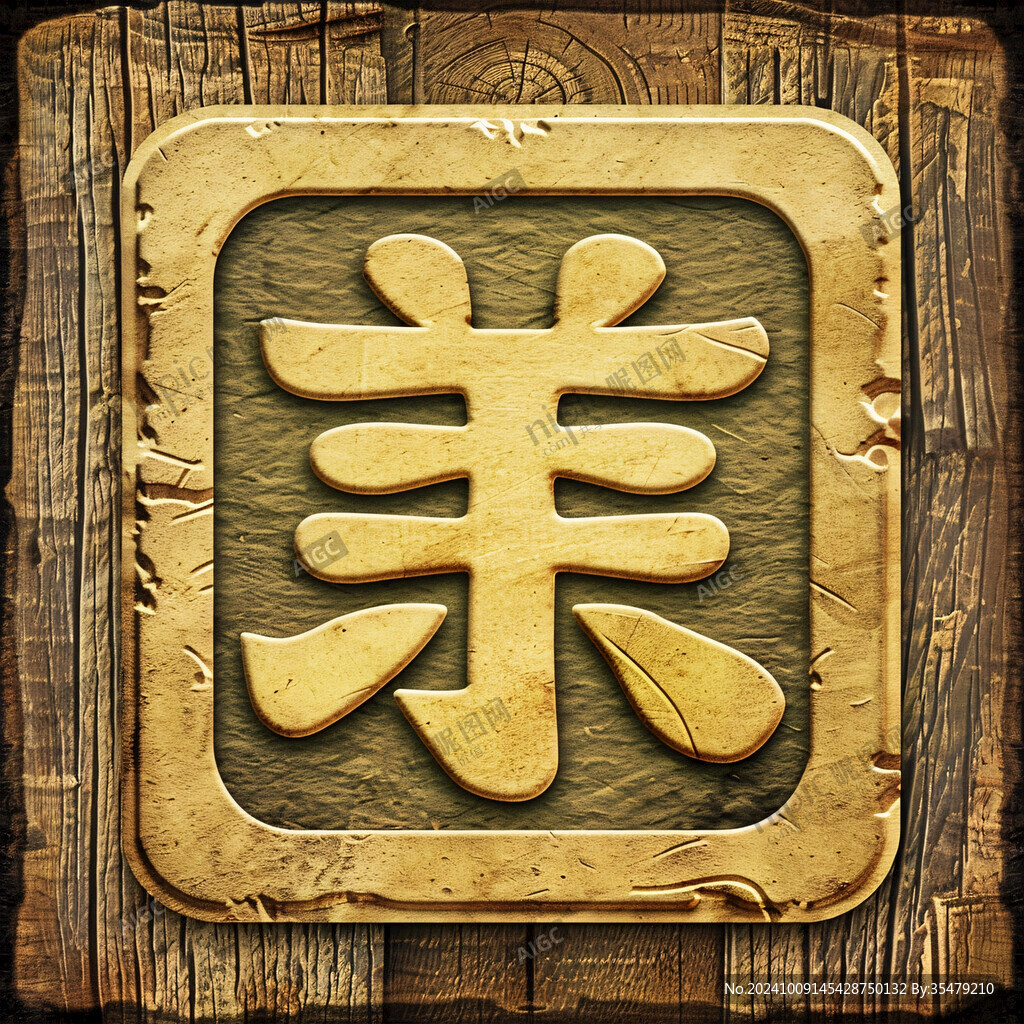 古朴木刻 美 字牌匾