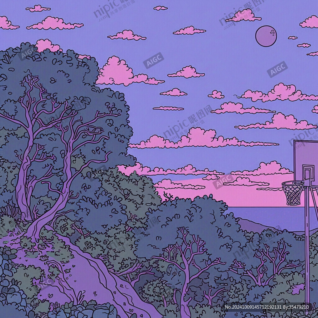 梦幻篮球场 静谧夜空