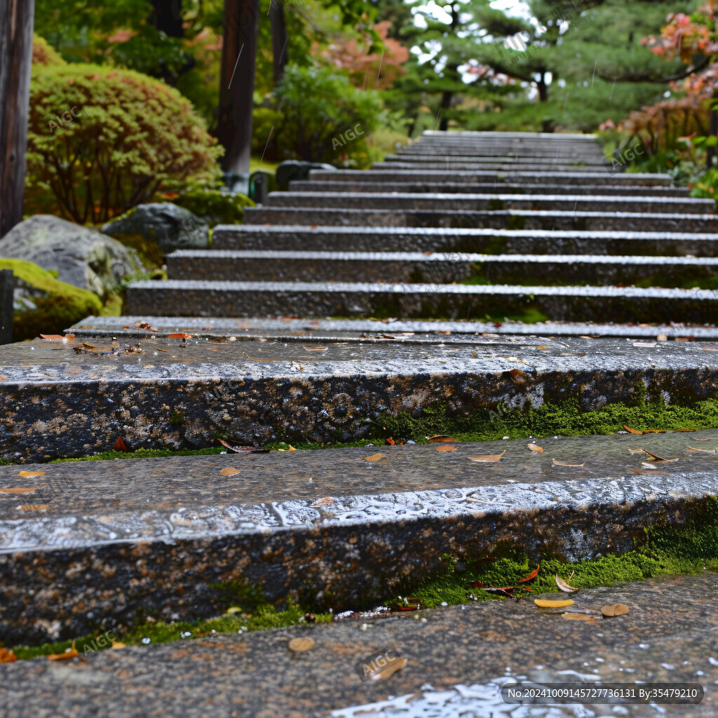 石阶拾级而上 通往幽静之境