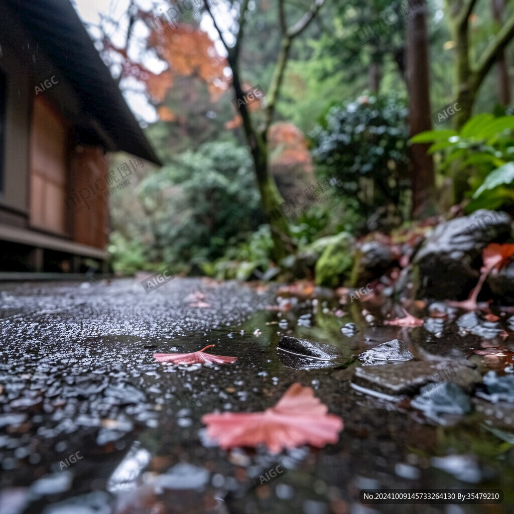 秋雨落庭 静谧幽深