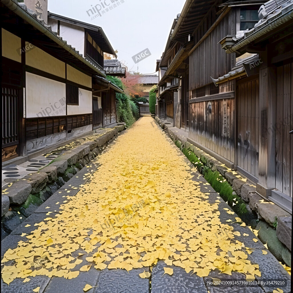 秋日金黄 古巷静谧
