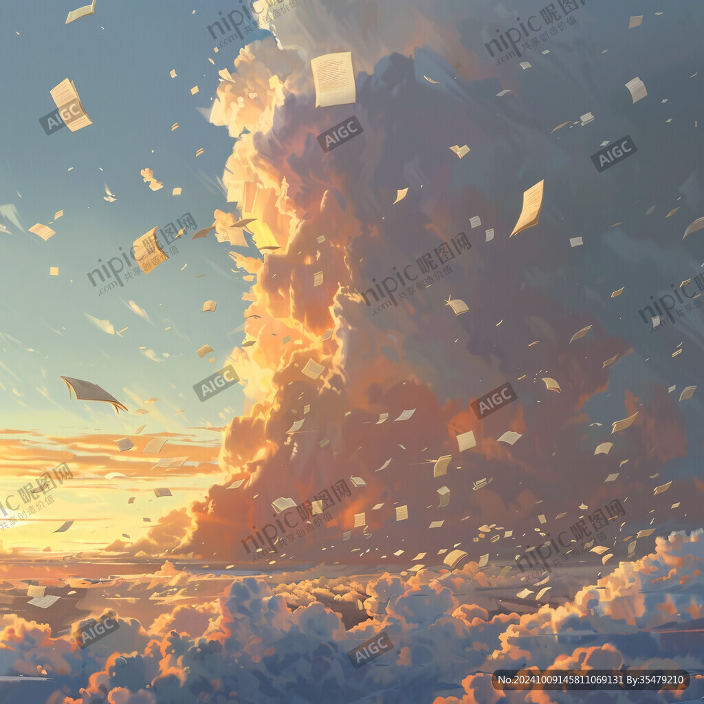 纸张飞舞 追逐夕阳