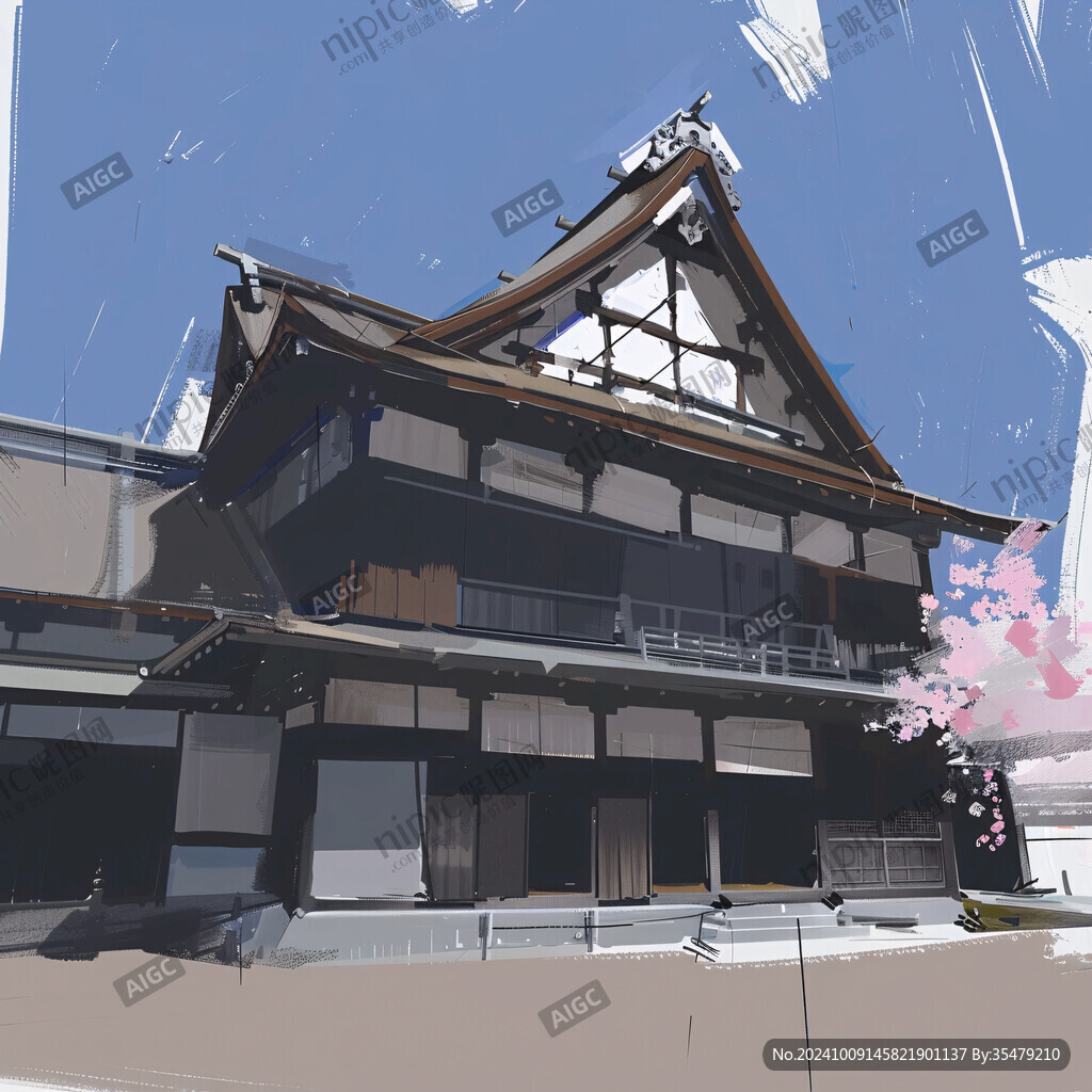 樱花映照古寺风